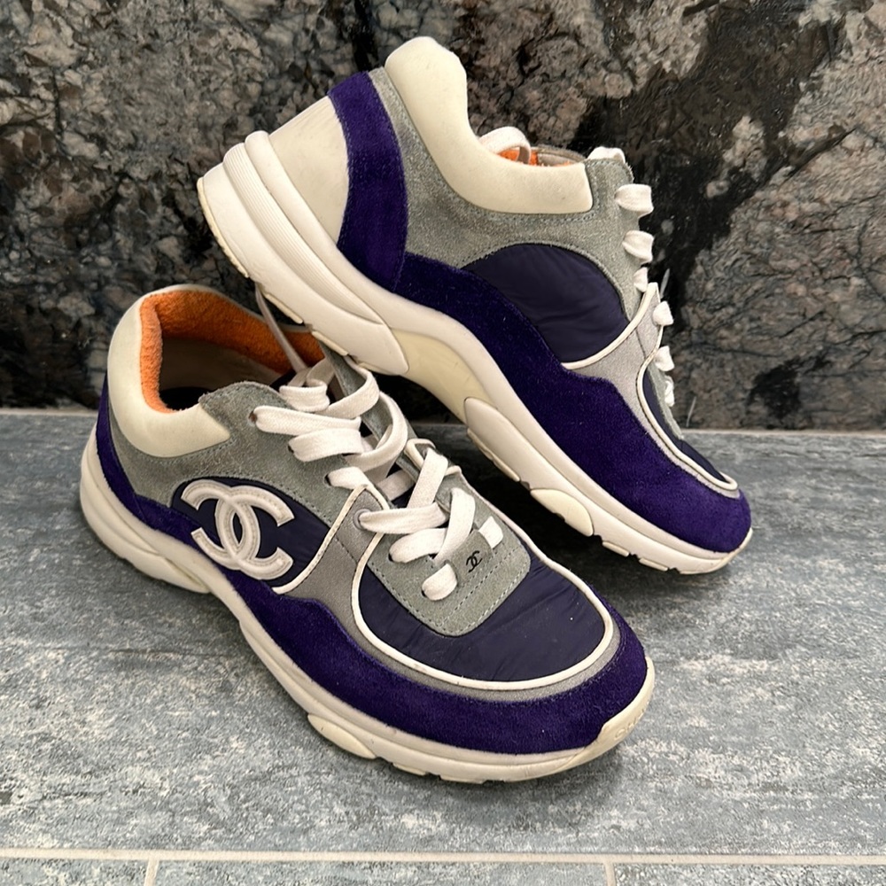Chanel suede low top sneakers